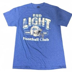 Bud Light Football Club T-Shirt, Blue Heather, Men's Size M - Game Time 82